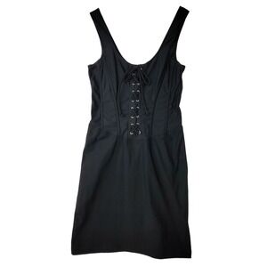 Hugo Buscati Women's Vintage Black Sleeveless Lace-Up Corset Dress Size Small